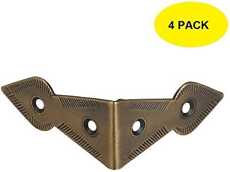 A29 Set of 4 Brass 90 Degree Spade Trunk Corners Antique Brass Finish Edge Guard Table Cabinet Protector Solid Metal Furniture Decor Decorative Corner Brackets - Image 2