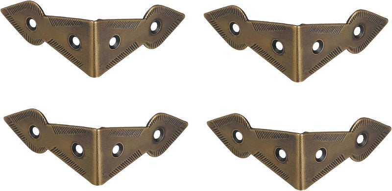 A29 Set of 4 Brass 90 Degree Spade Trunk Corners Antique Brass Finish Edge Guard Table Cabinet Protector Solid Metal Furniture Decor Decorative Corner Brackets - Image 1