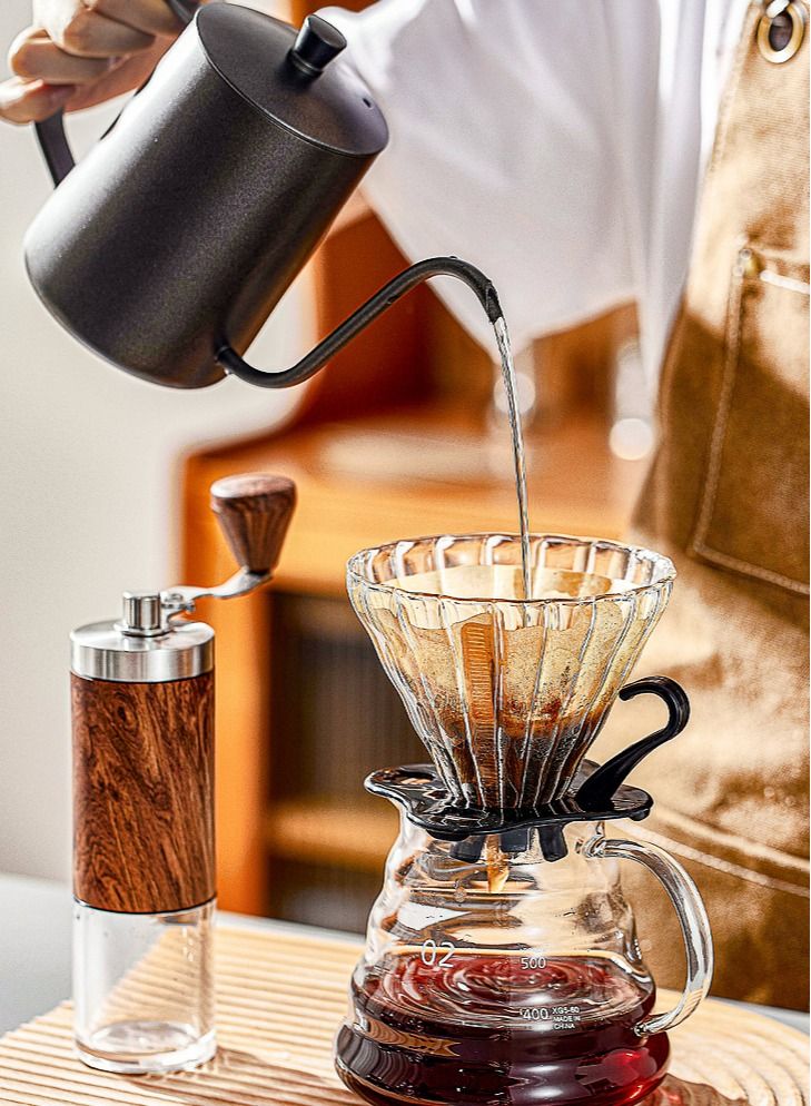 آن فش طقم قهوة V60 مكون من 6 قطع ملحقات القهوة مطحنة يدوية وعاء زجاجي مع مرشح المنقط غلاية معقوفة مجموعة V60 المتخصصة - Image 5