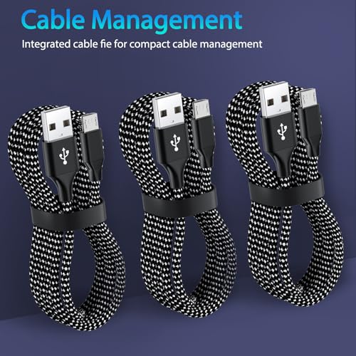 SCOVEE كابل شحن وحدة التحكم SCOVEE PS4 3-Pack 6FT لوحدة تحكم Xbox One Dualshock 4، كابل شحن PS4، كابل بيانات ميكرو USB مضفر نايلون لجهاز PlayStation 4 PS Slim Pro، كابل شحن ولعب بطول 6 أقدام - Image 5