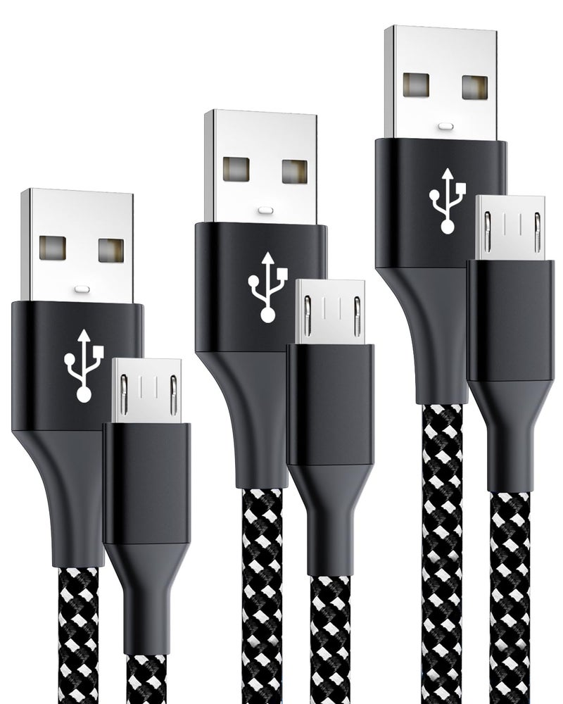 SCOVEE كابل شحن وحدة التحكم SCOVEE PS4 3-Pack 6FT لوحدة تحكم Xbox One Dualshock 4، كابل شحن PS4، كابل بيانات ميكرو USB مضفر نايلون لجهاز PlayStation 4 PS Slim Pro، كابل شحن ولعب بطول 6 أقدام - Image 1