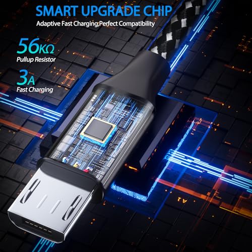 SCOVEE كابل شحن وحدة التحكم SCOVEE PS4 3-Pack 6FT لوحدة تحكم Xbox One Dualshock 4، كابل شحن PS4، كابل بيانات ميكرو USB مضفر نايلون لجهاز PlayStation 4 PS Slim Pro، كابل شحن ولعب بطول 6 أقدام - Image 4