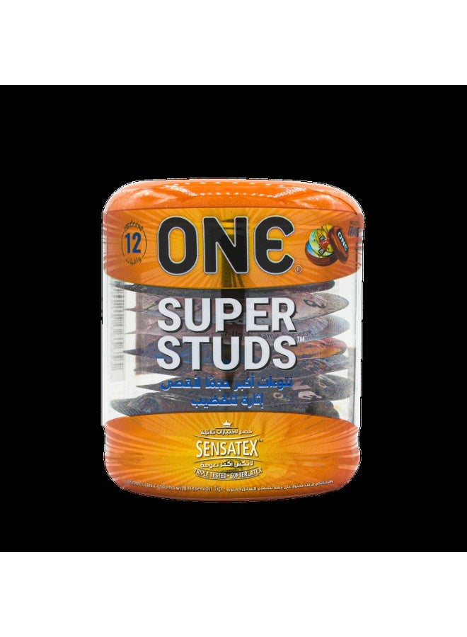 One Condoms Super Studs | Extra Large Studs and Contoured Shape For Enhanced Pleasure and Stimulation | 12 Count - Image 1