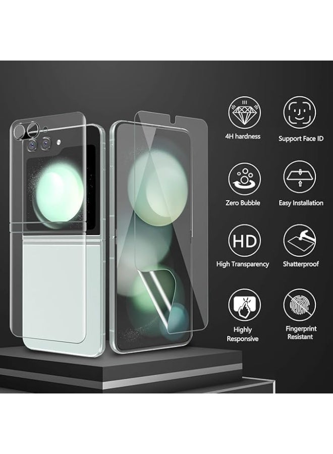 Fekra 4 in 1 Screen Protector Compatible with Samsung Galaxy Z Flip 5 5G, Screen Protector + Camera Glass Film HD Bubble-Free TPU Full Cover Soft Protective Film for Galaxy Z Flip 5 5G - Image 2