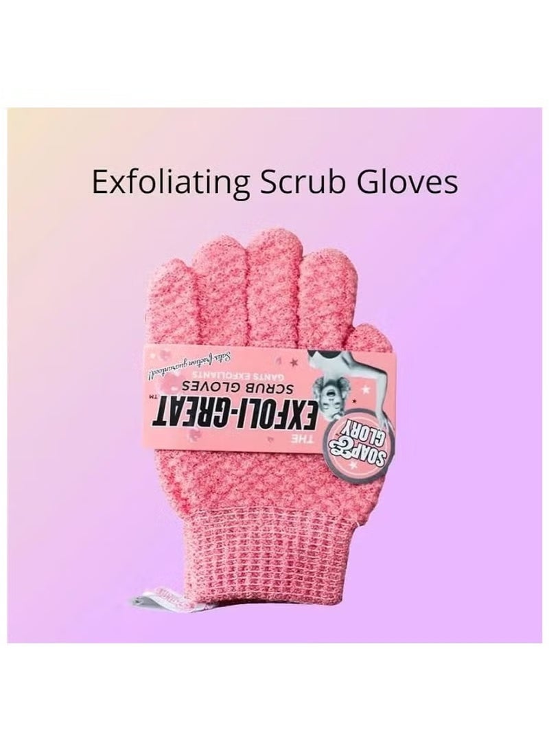 Soap & Glory Pink Exfoliating Gloves - Smooth Skin & Body Scrub Mitts