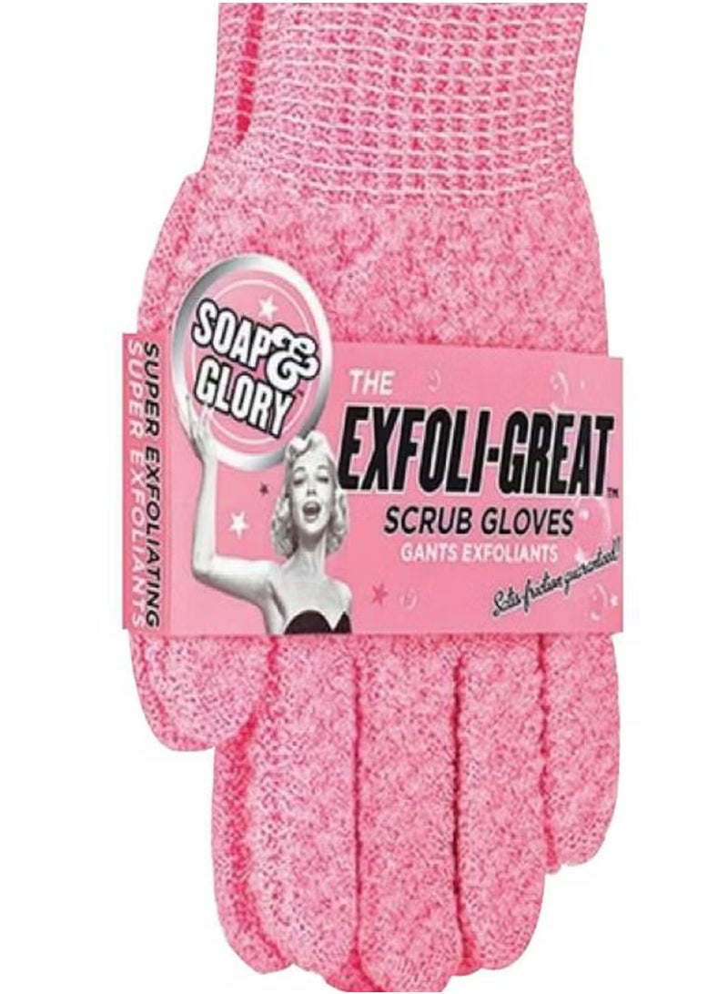 Soap & Glory Pink Exfoliating Gloves - Smooth Skin & Body Scrub Mitts