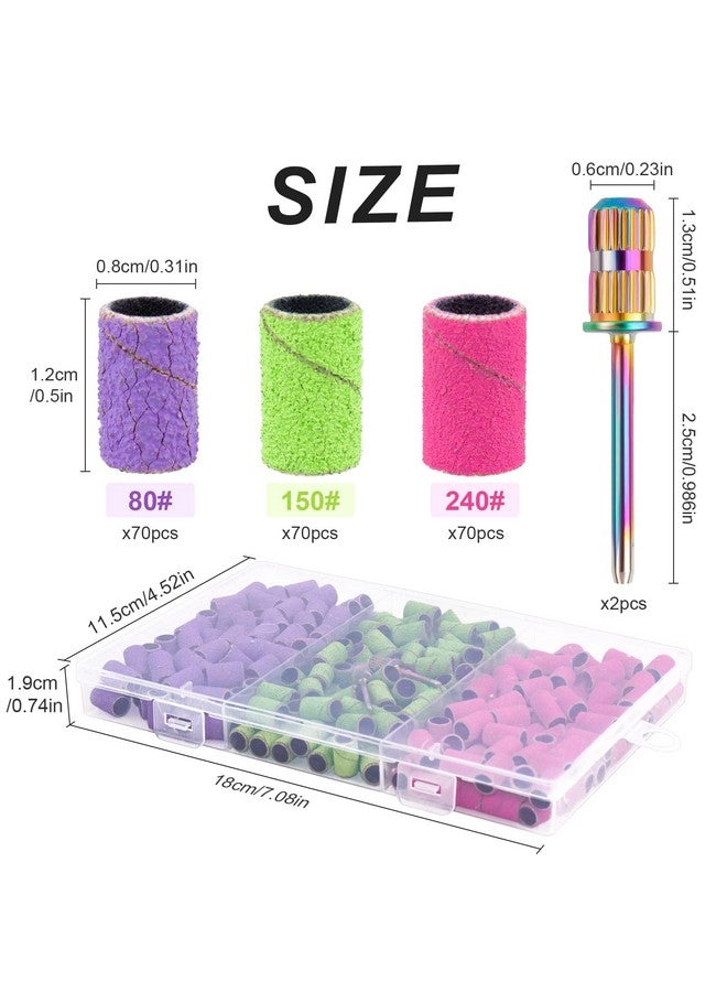Rolybag Sanding Bands for Nail Drill Sanding Bands#80#150#240 Grits 210Pcs Color Coarse Fine Nail Sanding Bands 2Pcs Nail Drill Bits 3/32" Mandrel Bits Portable Storage Box Set - Image 5