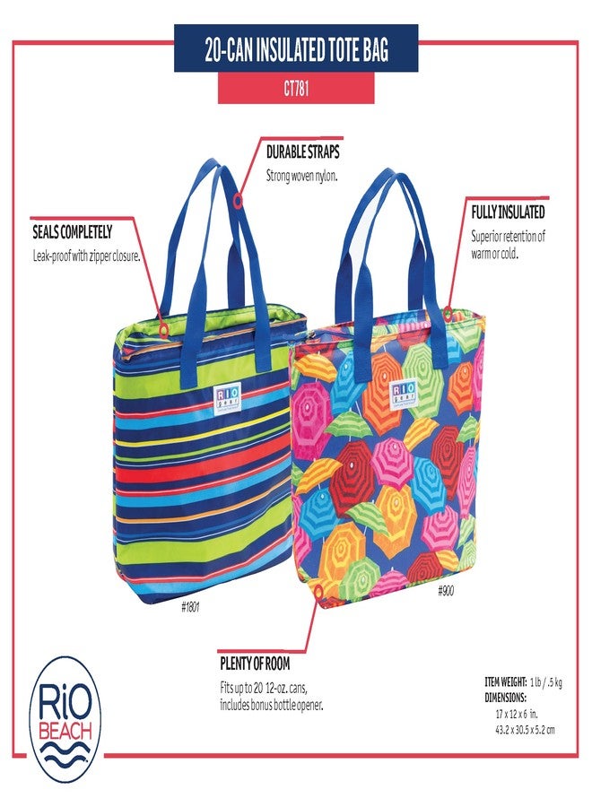 Rio Brands Rio Gear Insulated Cooler Tote Bag - Umbrella Print - Image 4