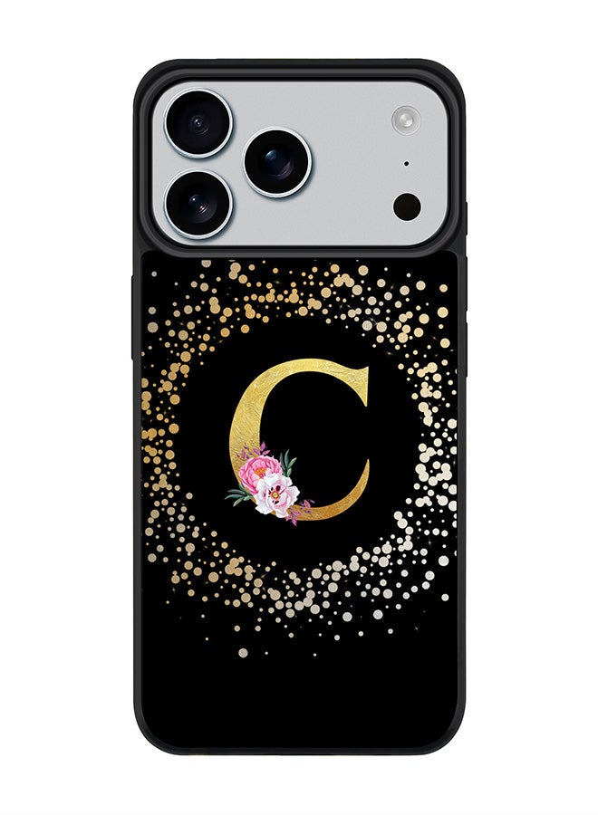 Stylizedd iPhone 17 Pro Max Case, [Compatible with MagSafe] Slim Magnetic cover Phone Case iPhone 17 Pro Max -Custom Monogram Floral - C ( Black ) - Image 1