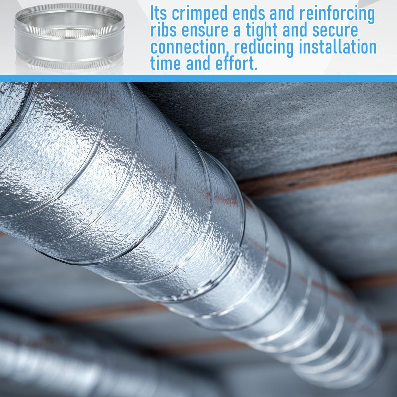 Frienda 12" Duct Coupler Duct Connector Coupling Flexible Galvanized Steel Straight Dryer Vent Coupler HVAC Connector Easy Fit for Ventilation Systems Airflow Home Grow Room Workshop Industrial Use - Image 5