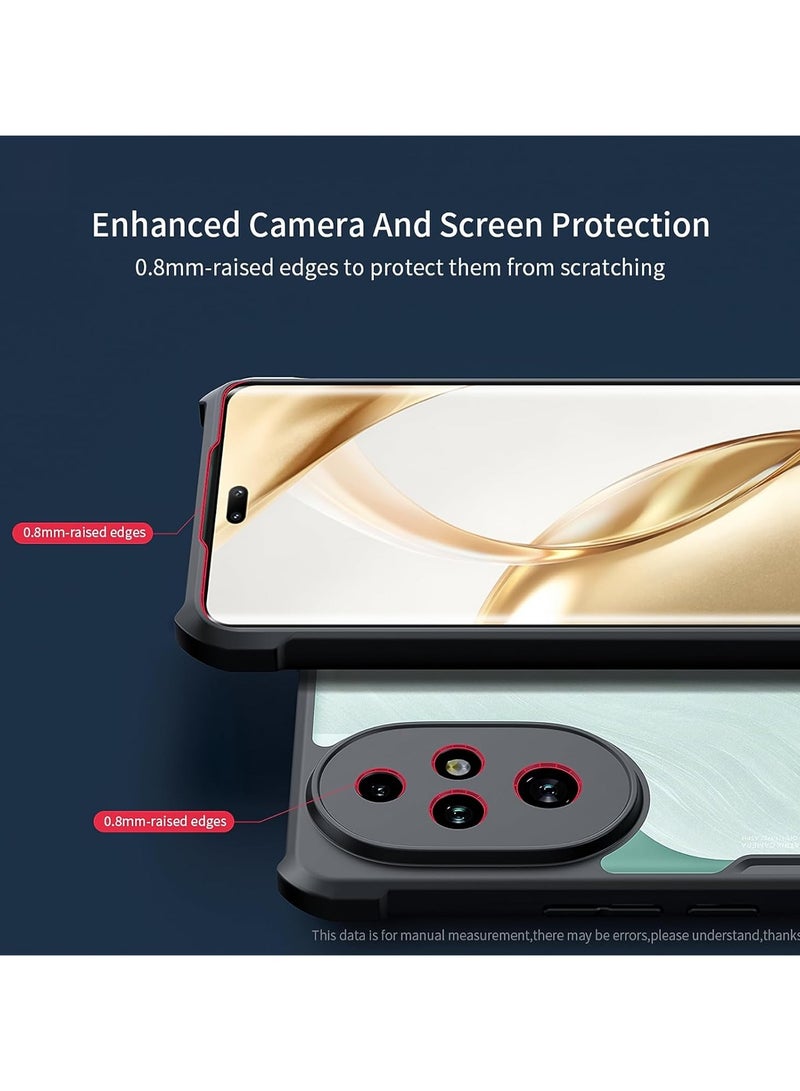 غطاء لهاتف Honor 200 بتصميم حافة مرتفعة حول العدسة للحماية من الخدوش، مع مصدّ قوي من TPU وPC لامتصاص الصدمات وغطاء نحيف مضاد لاصفرار. - Image 2