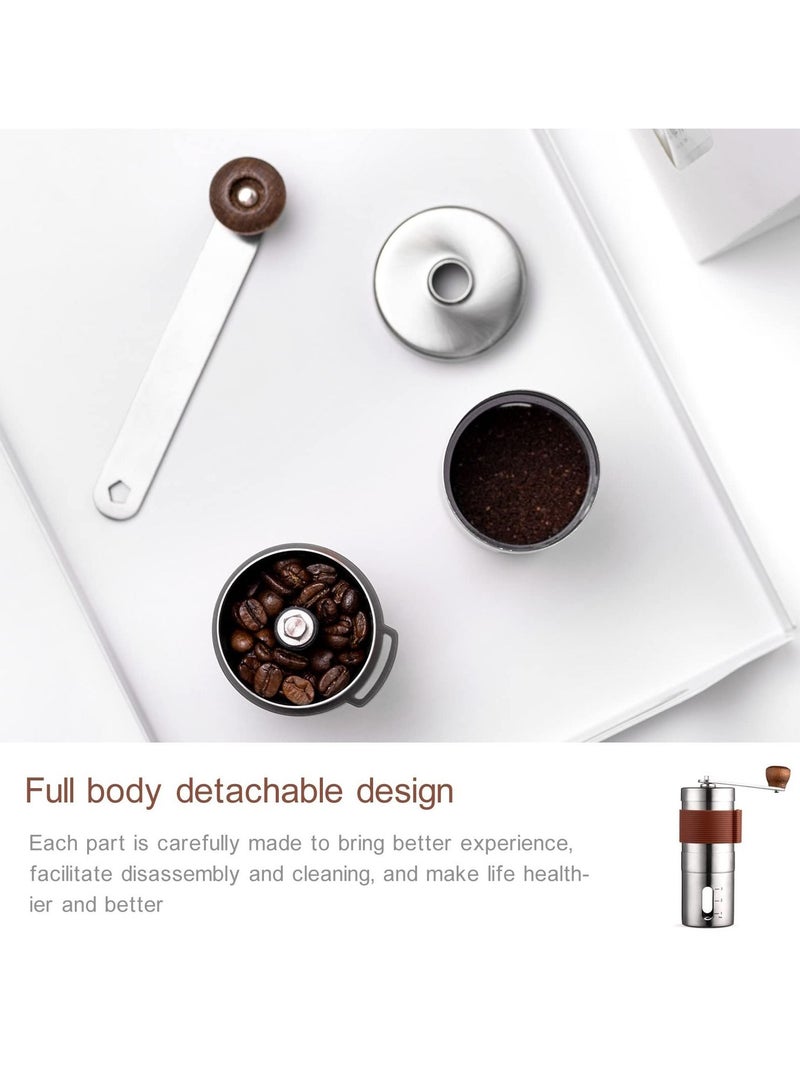 Excefore مطحنة قهوة يدوية، مطحنة حبوب، مطحنة قهوة صغيرة محمولة بإعدادات قابلة للتعديل، مناسبة للاستخدام في المنزل والمكتب والسفر أو التخييم - Image 5