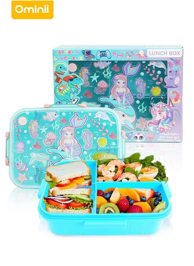 Ominii 🧜‍♀️ Mermaid-Themed Lunch Box for Girls — 3 Compartments × Leakproof × BPA-Free & Microwave Safe  - Image 1