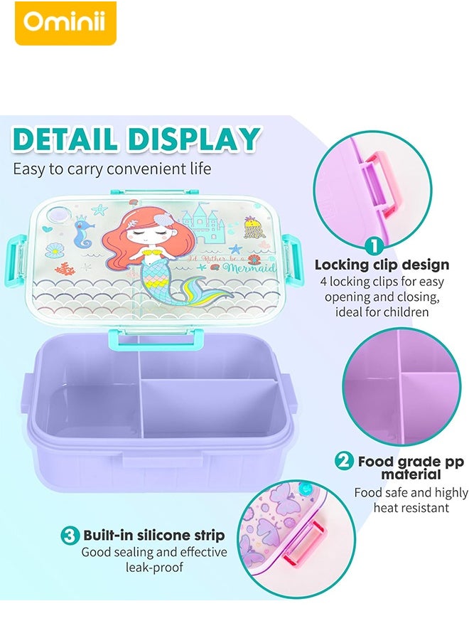 Ominii 🧜‍♀️ Mermaid-Themed Lunch Box for Girls — 3 Compartments × Leakproof × BPA-Free & Microwave Safe  - Image 2