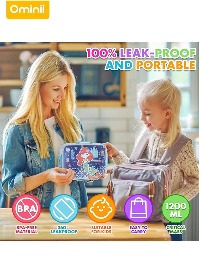 Ominii 🧜‍♀️ Mermaid-Themed Lunch Box for Girls — 3 Compartments × Leakproof × BPA-Free & Microwave Safe  - Image 4