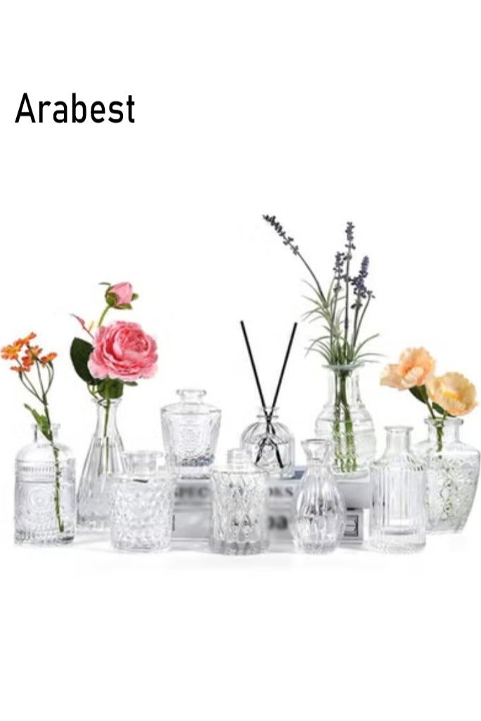 Arabest مجموعة فازات بسيطة وزخارف وزجاج لتنسيق الزهور في غرفة المعيشة وحساسات زهور متطورة لتربية الزهور بالمياه الشفافة - Image 1