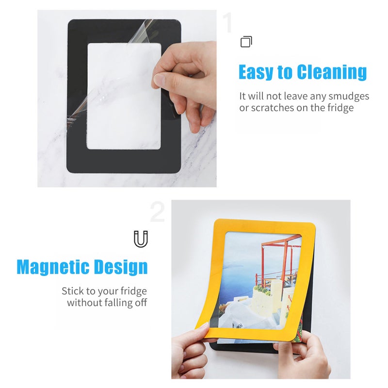 6 Inch Magnetic Picture Frame Self Adhesive DIY Collage Photo Frame for Refrigerator Glass Window Door Cubicle Tile Wall - Image 5