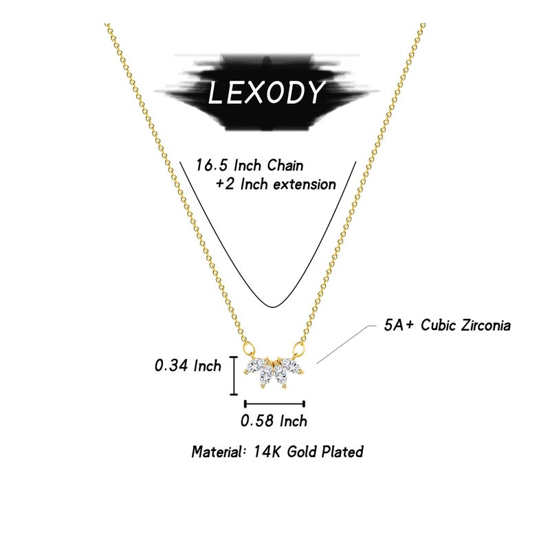 LEXODY Diamond Necklaces for Women, Dainty 14k Gold Plated Flower Pendant Necklace Layered CZ Leaf Necklace Simple Choker Necklaces for Women Trendy Jewelry Gifts for Women - Image 5