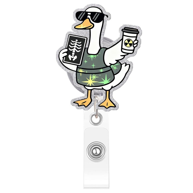 Kimoli Funny Radiology Tech Badge Reel Cute Xray Silly Goose Badge Reel, Nurse Nursing Id Card Holder with Alligator Clip for Radiology Healthcare Nurse Gifts - Image 1