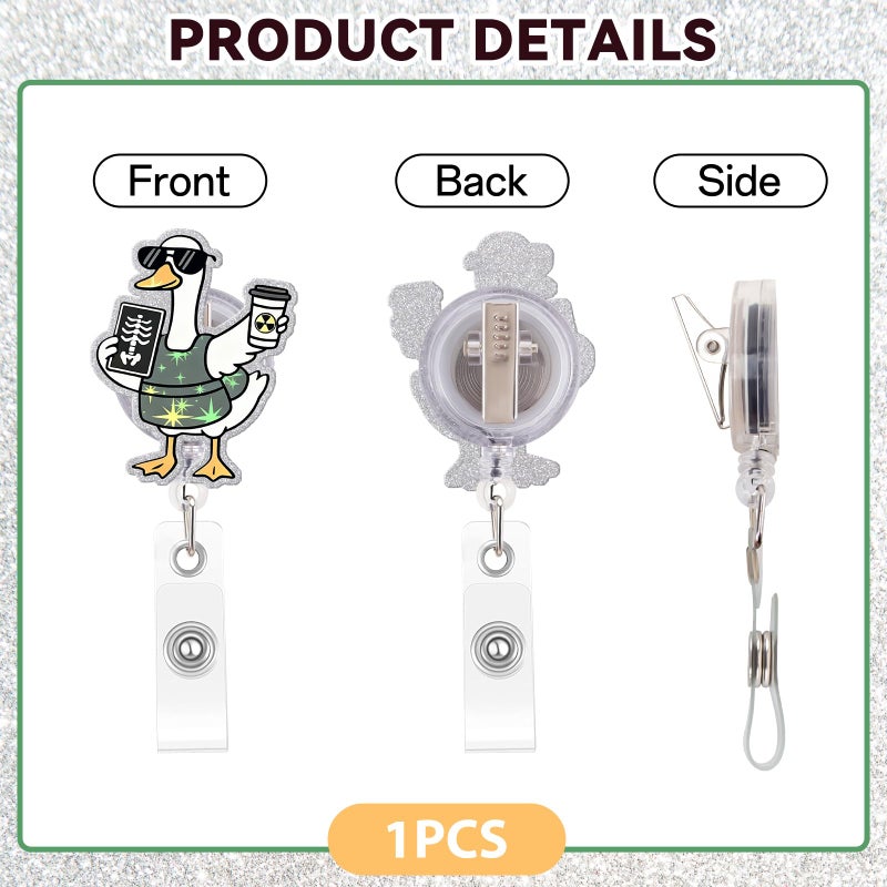 Kimoli Funny Radiology Tech Badge Reel Cute Xray Silly Goose Badge Reel, Nurse Nursing Id Card Holder with Alligator Clip for Radiology Healthcare Nurse Gifts - Image 4