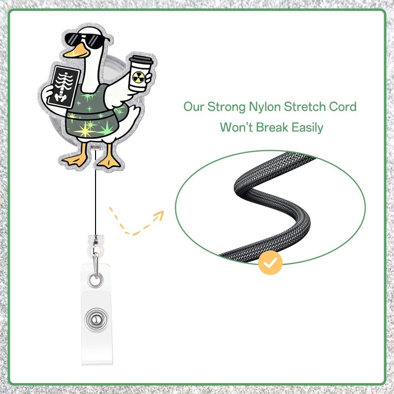 Kimoli Funny Radiology Tech Badge Reel Cute Xray Silly Goose Badge Reel, Nurse Nursing Id Card Holder with Alligator Clip for Radiology Healthcare Nurse Gifts - Image 3