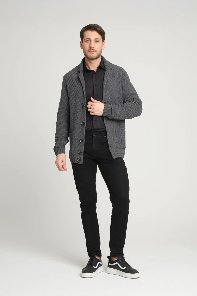 الكسندر جاردي V-Neck Buttoned Knit Jacket (E23-6709)