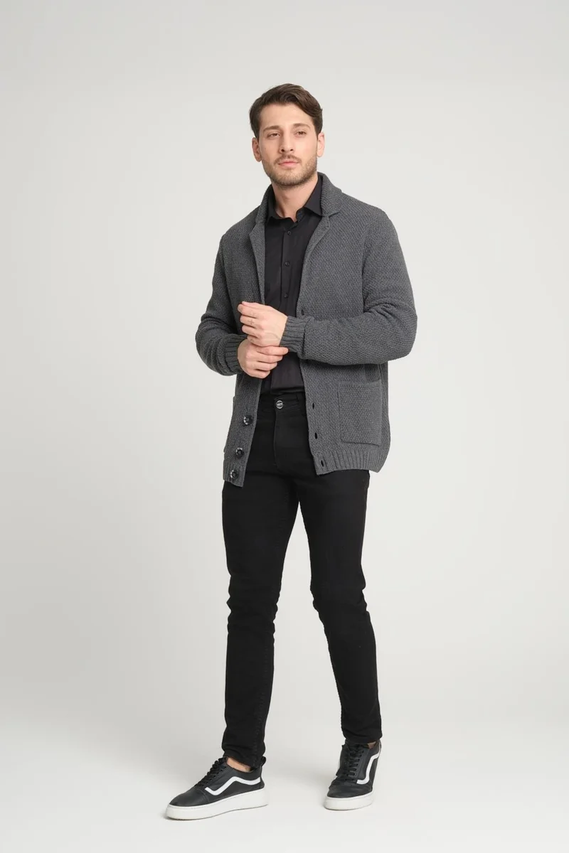 الكسندر جاردي V-Neck Buttoned Knit Jacket (E23-6709)