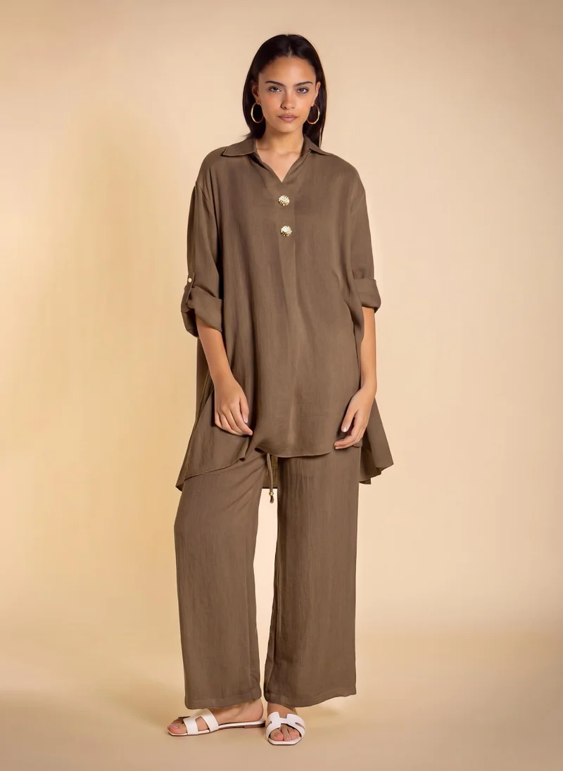 شايبس COTTON BLEND FLOWING SHIRT SET