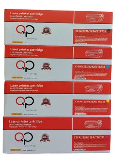 QP Compaitble With 131A CF210A CF211A CF212A CF213A 128A Replacement For CE320A CE321A CE322A CE323A 125A CB540A CB541 CB542A CB543A 131A 128A 125A hp Models Full Set (4-Pack) Black Cyan Yellow Magenta 