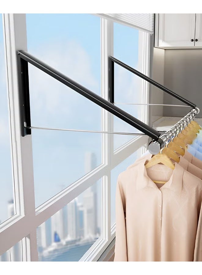 EETU Wall Mounted Drying Clothes Rack,Double Foldable Clothing Rack With 80cm Extension Rod,Retractable Clothes Hanger For Laundry Dryer Room,Small Collapsible Folding Garment Racks,Dorm Accessories - Image 1