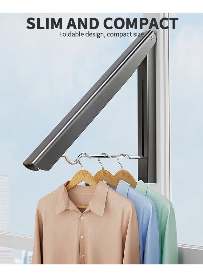 EETU Wall Mounted Drying Clothes Rack,Double Foldable Clothing Rack With 80cm Extension Rod,Retractable Clothes Hanger For Laundry Dryer Room,Small Collapsible Folding Garment Racks,Dorm Accessories - Image 5