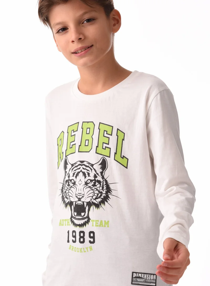 ورباسي تيشيرت أورباسي للأطفال بأكمام كاملة قطن % - أوف وايت