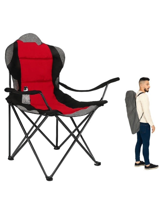 VIO Large Outdoor Chair Padded High Back Durable Foldable Beach Chair with Bag Cup Holder for Outdoor Pool Picnic Camping Travel Fishing Lawn Supports Up to 140 KG 300 LBS - Image 2