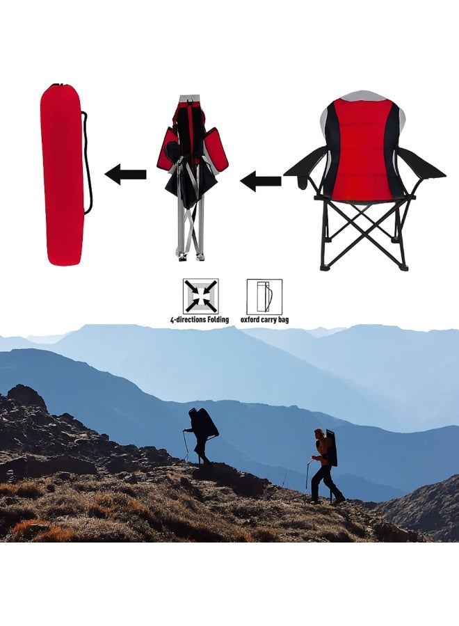 VIO Large Outdoor Chair Padded High Back Durable Foldable Beach Chair with Bag Cup Holder for Outdoor Pool Picnic Camping Travel Fishing Lawn Supports Up to 140 KG 300 LBS - Image 3