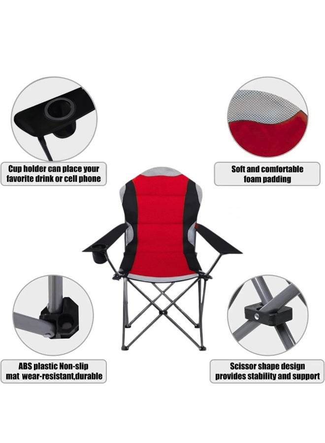 VIO Large Outdoor Chair Padded High Back Durable Foldable Beach Chair with Bag Cup Holder for Outdoor Pool Picnic Camping Travel Fishing Lawn Supports Up to 140 KG 300 LBS - Image 4