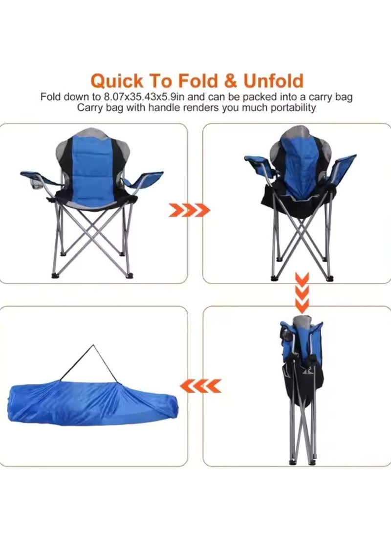 VIO Large Outdoor Chair Padded High Back Durable Foldable Beach Chair with Bag Cup Holder for Outdoor Pool Picnic Camping Travel Fishing Lawn Supports Up to 140 KG 300 LBS  - Image 3