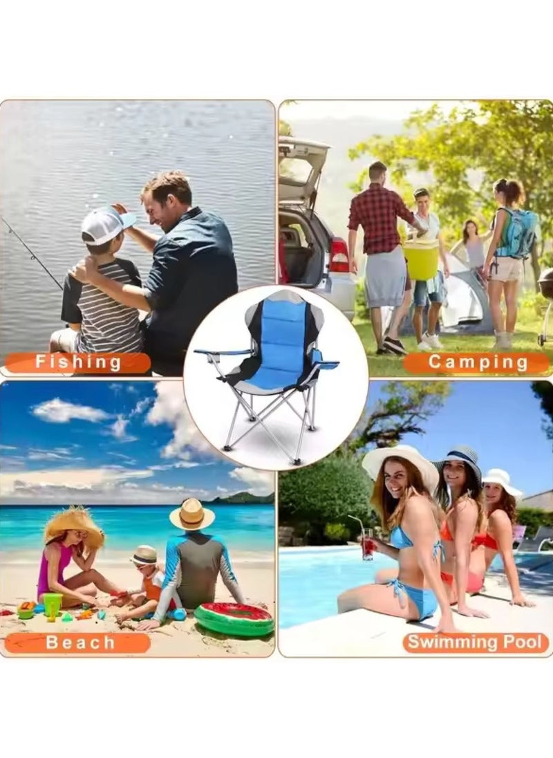 VIO Large Outdoor Chair Padded High Back Durable Foldable Beach Chair with Bag Cup Holder for Outdoor Pool Picnic Camping Travel Fishing Lawn Supports Up to 140 KG 300 LBS  - Image 5