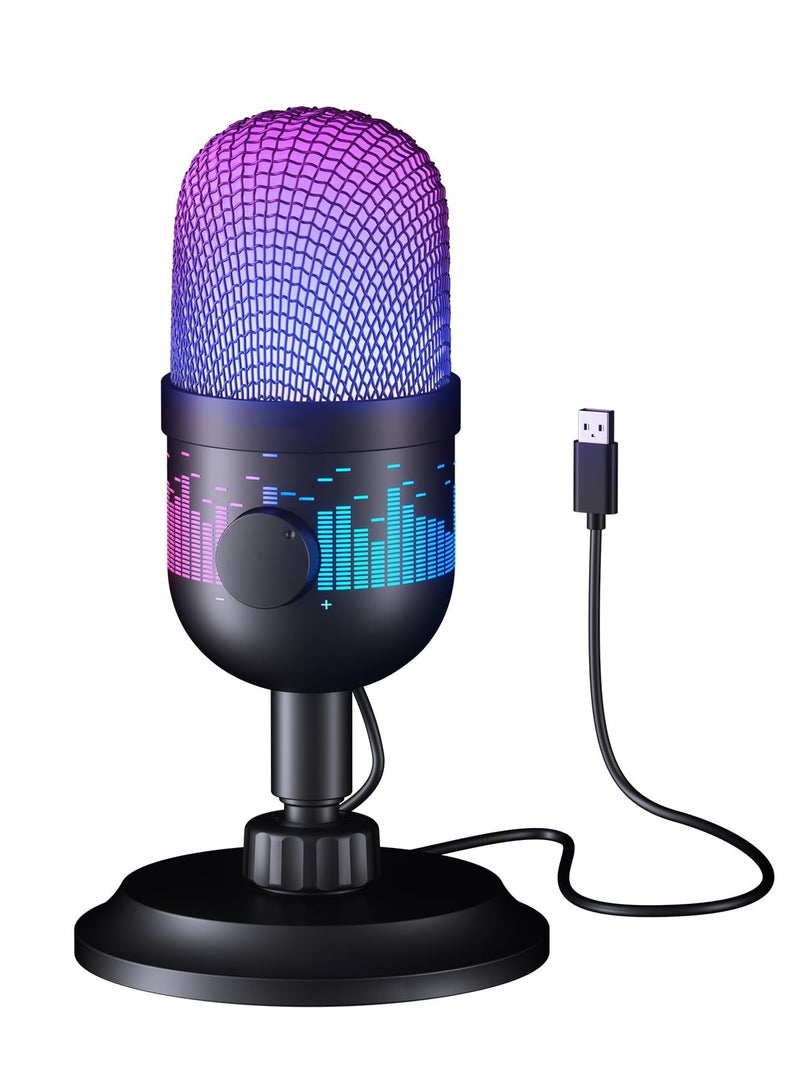 KASTWAVE USB Gaming Microphone, Condenser Microphone for PC/MAC/PS4/PS5/Phone-Cardioid Mic with RGB Lighting Headphone Output Volume Control,Mute Button,for Streaming Podcast YouTube Discord - Image 1