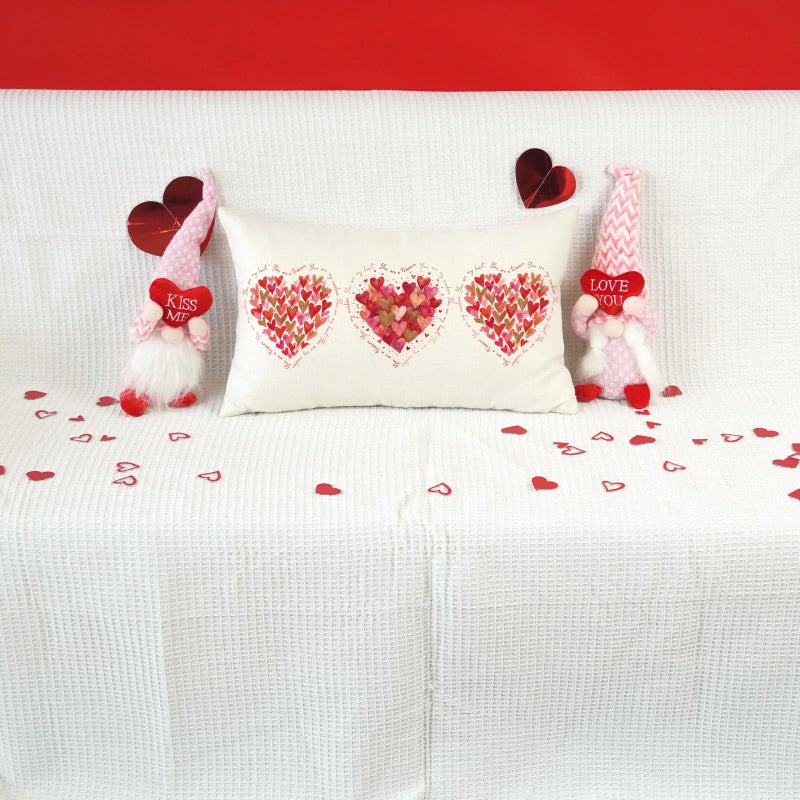 ONWAY Valentine's Day Lumbar Pillow Cover 12x20 Inch Watercolor Heart Romantic Love Throw Pillow Case for Couch Sofa Bedroom Farmhouse Holiday Home Decor - Image 2