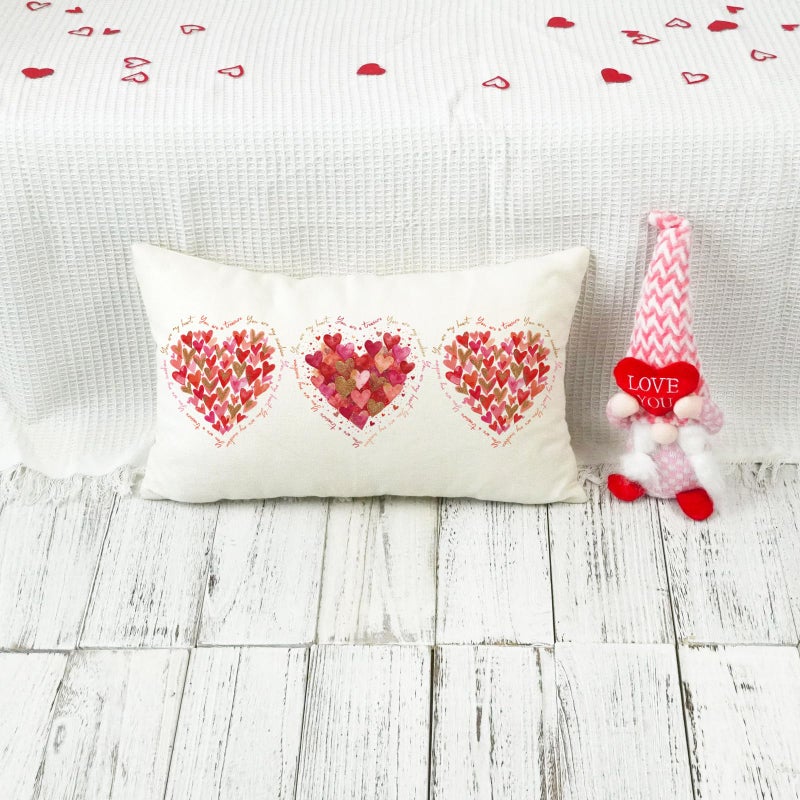 ONWAY Valentine's Day Lumbar Pillow Cover 12x20 Inch Watercolor Heart Romantic Love Throw Pillow Case for Couch Sofa Bedroom Farmhouse Holiday Home Decor - Image 5