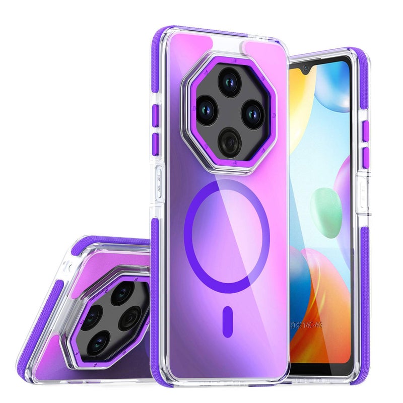 غطاء MagSafe بTPU + PC لـ Redmi Note 14 Pro باللون أبيض مغناطيسي بوظيفة حامل من مادة TPU مع نمط الحرباء ومغناطيس قوي مع مقاوم للصدمات مع حماية من السقوط مع حامل قائم سهل الحمل - Image 3