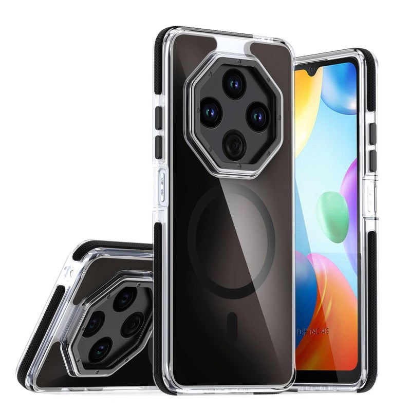 غطاء MagSafe بTPU + PC لـ Redmi Note 14 Pro باللون أبيض مغناطيسي بوظيفة حامل من مادة TPU مع نمط الحرباء ومغناطيس قوي مع مقاوم للصدمات مع حماية من السقوط مع حامل قائم سهل الحمل - Image 2
