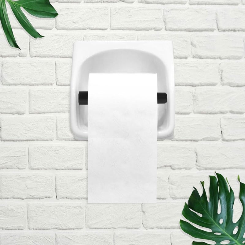 2Pcs Black Spring Loaded Toilet Paper Roll Holder Replacement Retractable Roller Core - Image 5
