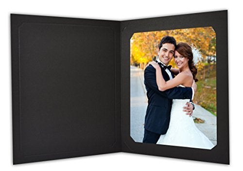Golden State Art Golden State Art Pack of 25 6x8 or 8x10 Photo Folders Cardboard Picture Frame Paper Frame Cards GreetingsInvitation Special Events Graduation Christmas WeddingBlackGold Lining
