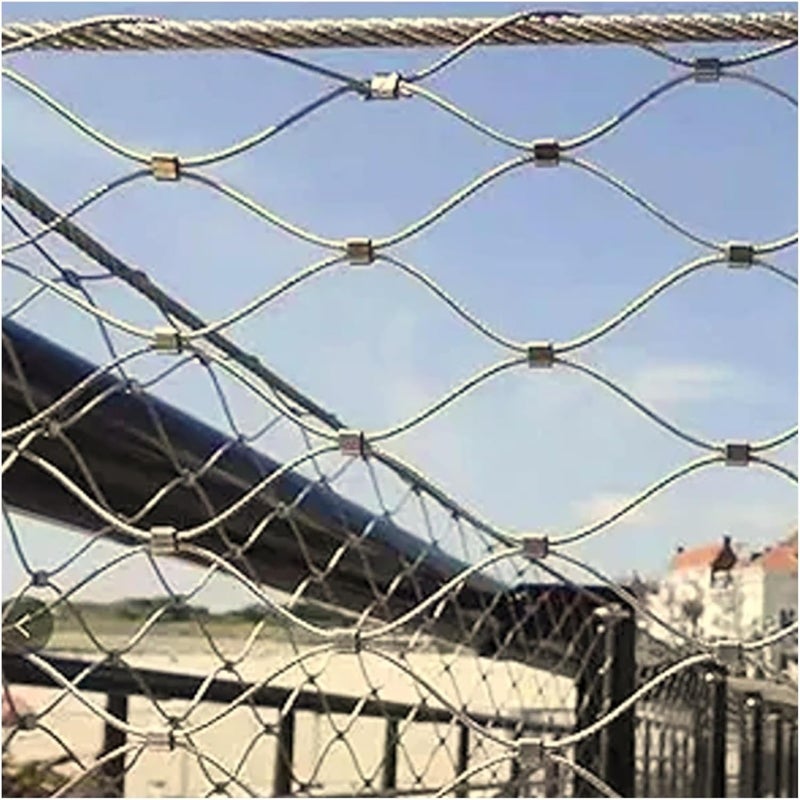 304 Stainless Steel Rope Net Flexible Cable Balustrade Mesh Fall Prevention Net High Altitude Animal Poultry Barrier Fence 10 Cm/1.5 Mm Safety Netting(2x3m/6.56x9.84ft) - Image 1