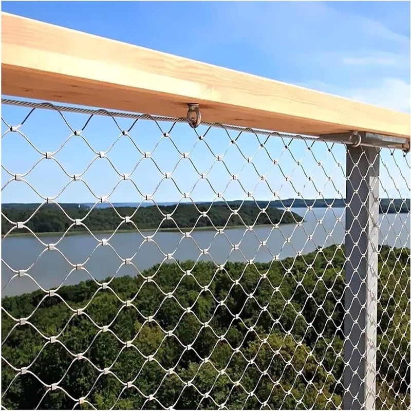 304 Stainless Steel Rope Net Flexible Cable Balustrade Mesh Fall Prevention Net High Altitude Animal Poultry Barrier Fence 10 Cm/1.5 Mm Safety Netting(2x3m/6.56x9.84ft) - Image 5