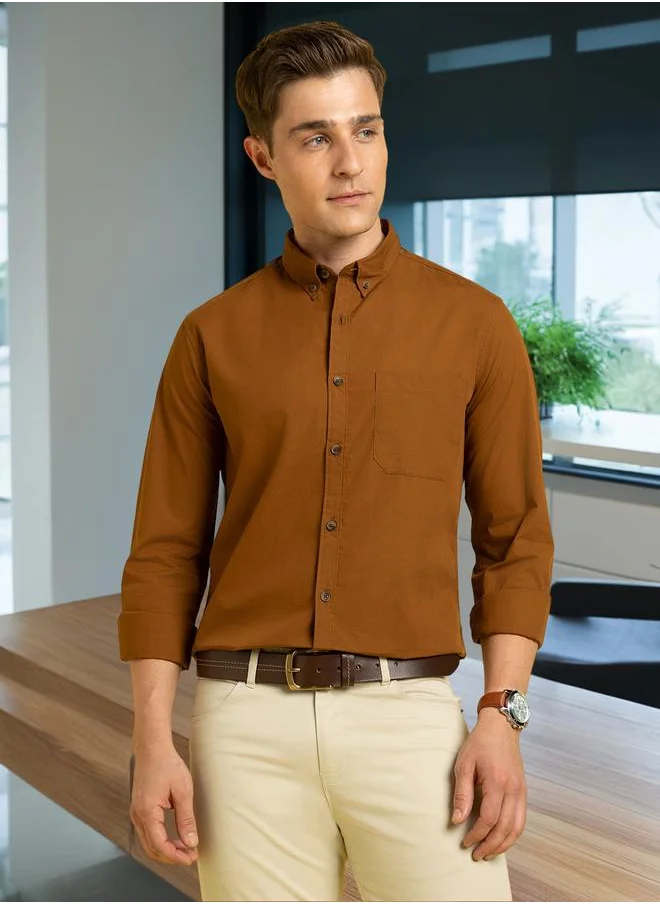 Dennis Lingo Stylish Dark Khaki Shirt for Men with a modern fit, crafted from premium cotton fabric for comfort and durability. A perfect addition to any casual wardrobe.