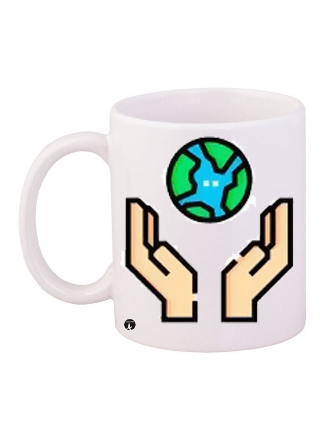 RYN Save Earth Printed Coffee Mug White/Blue/Green 11ounce