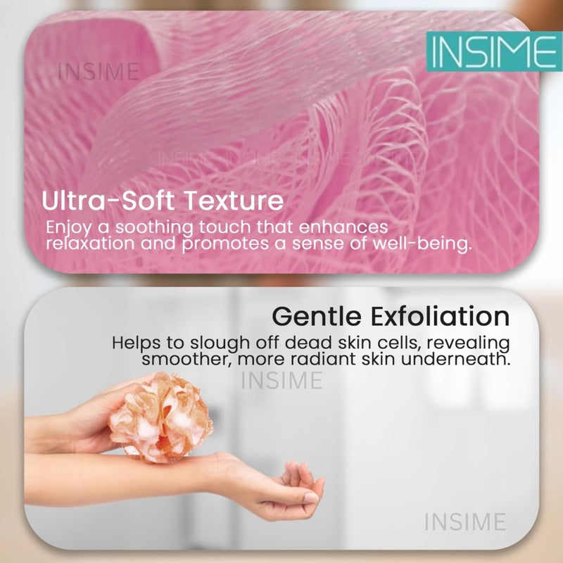 INSIME لوفاة الجسم INSIME للاستحمام للنساء والرجال والأطفال (عبوة من 5)|إسفنجة استحمام ناعمة للغاية للاستحمام و لوفاة للنساء والرجال|فرشاة استحمام لغسل الجسم|لوفاة تقشير للاستحمام - 60 جرام - Image 2