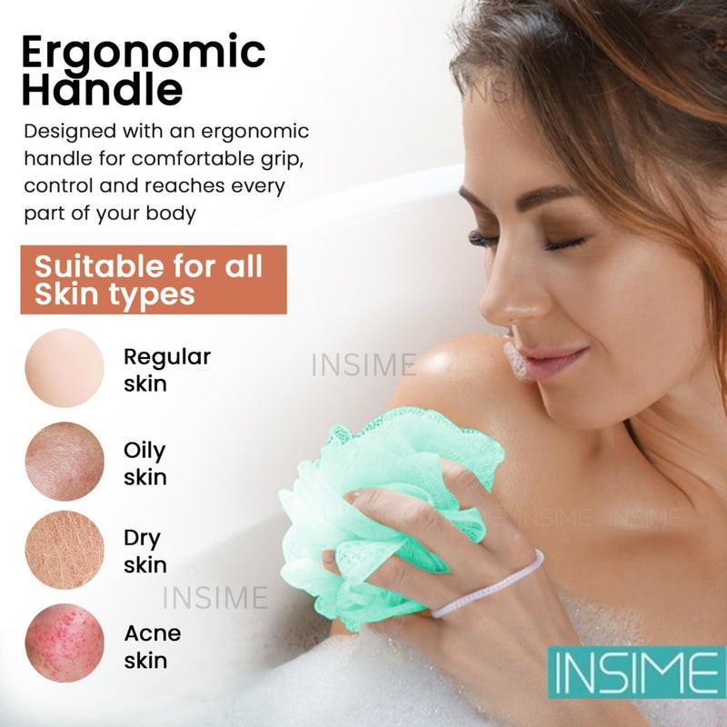 INSIME لوفاة الجسم INSIME للاستحمام للنساء والرجال والأطفال (عبوة من 5)|إسفنجة استحمام ناعمة للغاية للاستحمام و لوفاة للنساء والرجال|فرشاة استحمام لغسل الجسم|لوفاة تقشير للاستحمام - 60 جرام - Image 4